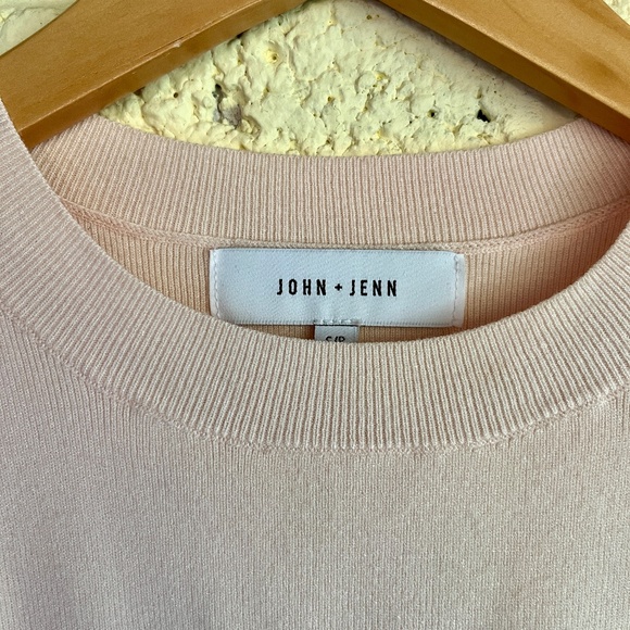 John + Jenn Light Pink Sweater with Stitched/Cut Out Style Sleeve - Picture 2 of 8
